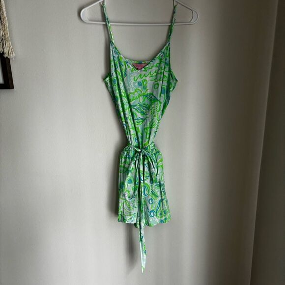 Lilly Pulitzer Women shorts romper Deanna Any Fins Possible tie waist small EUC - Picture 6 of 13
